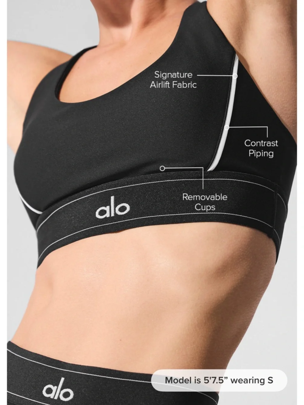 ALO Yoga Airlift Suit Up Bra - Black/White - Picture 5 of 6
